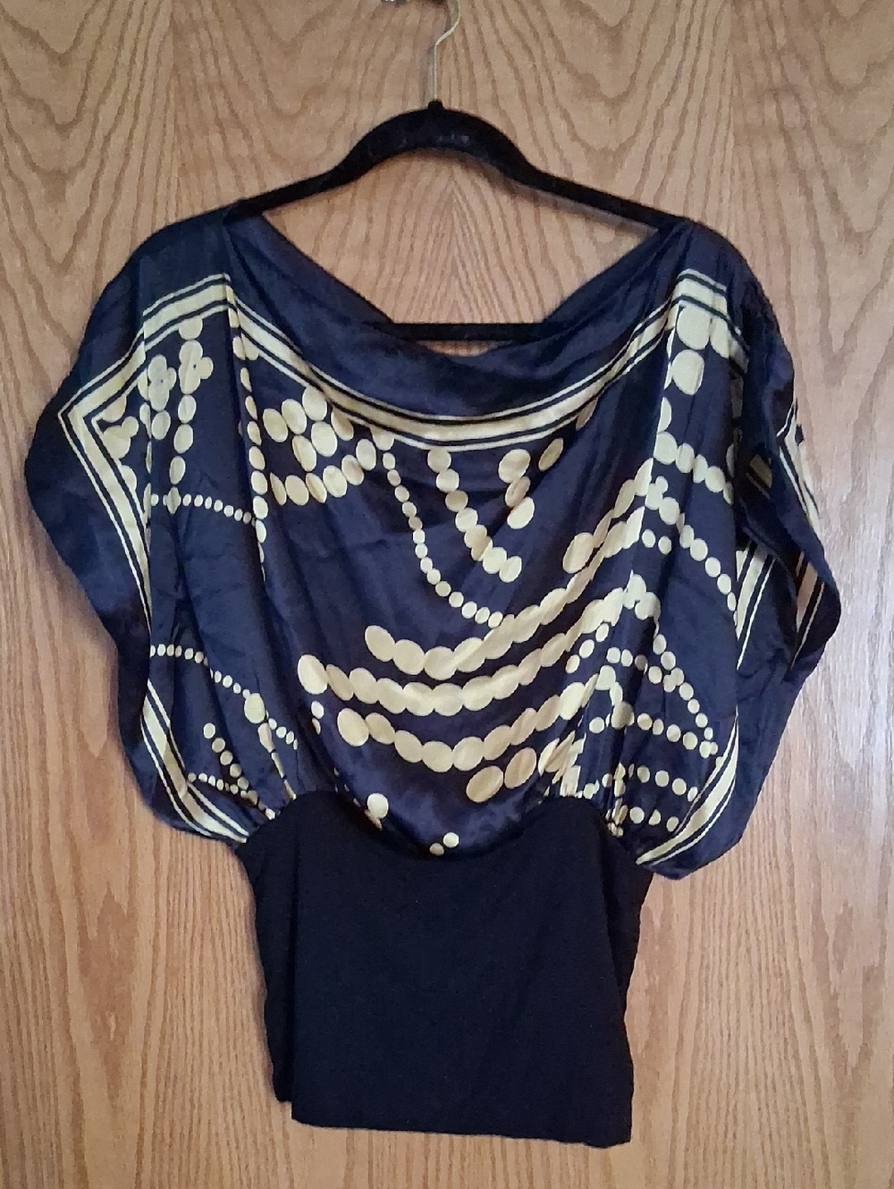 Cachè Black and gold silk top, One Size